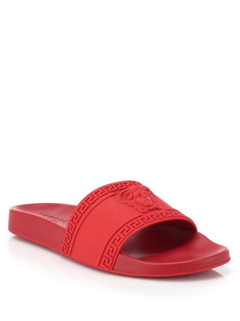 versace medusa red slides